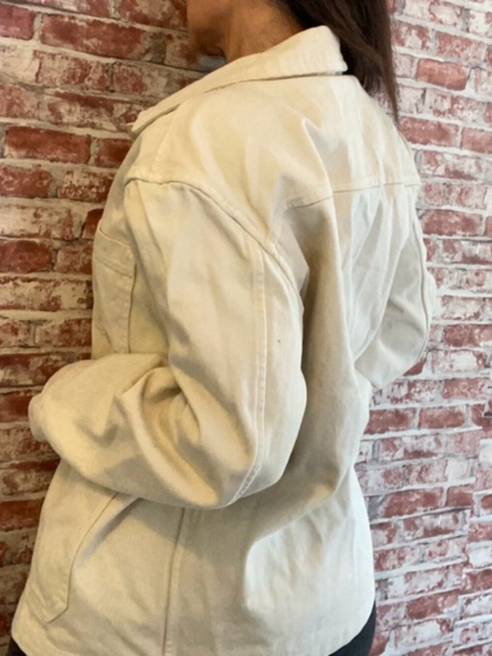 Retro Y2K Zara Cream Utility Streetwear Baggy Button-Up Jacket - Picture 2 of 4